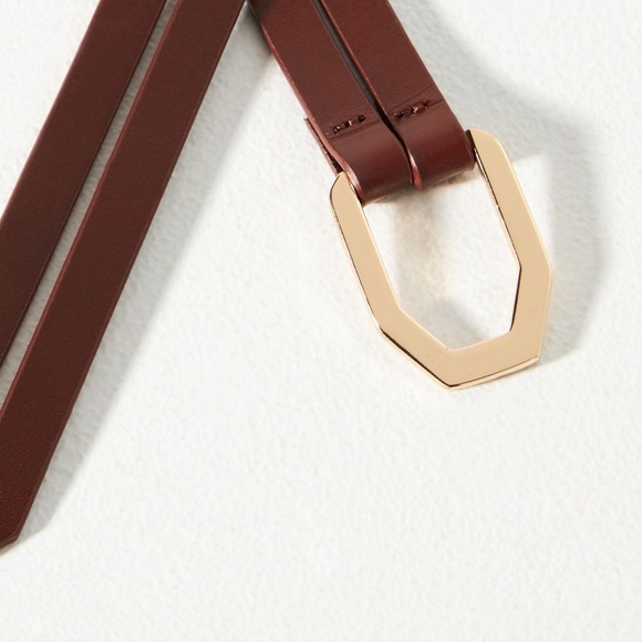 Anthropologie Skinny Leather  Double Wrap Belt Brown Small
